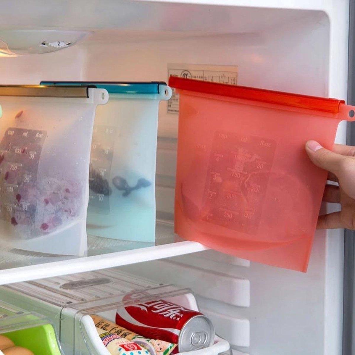  LOUZR Siliconen Vershoudzakken - Set 4-Stuks - 1000ml - Herbruikbaar