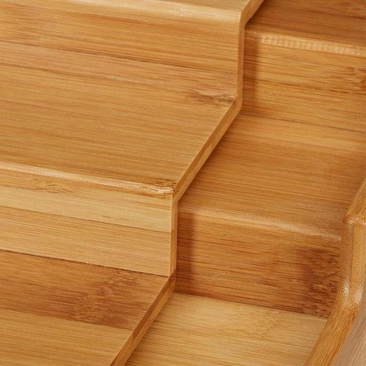 Merkloos Decopatent® Kruidenrekje Uitschuifbaar - Staand 3 Laags Kruidenrek Voor 36 Kruidenpotjes - Specerijen Rek - Bamboe Hout