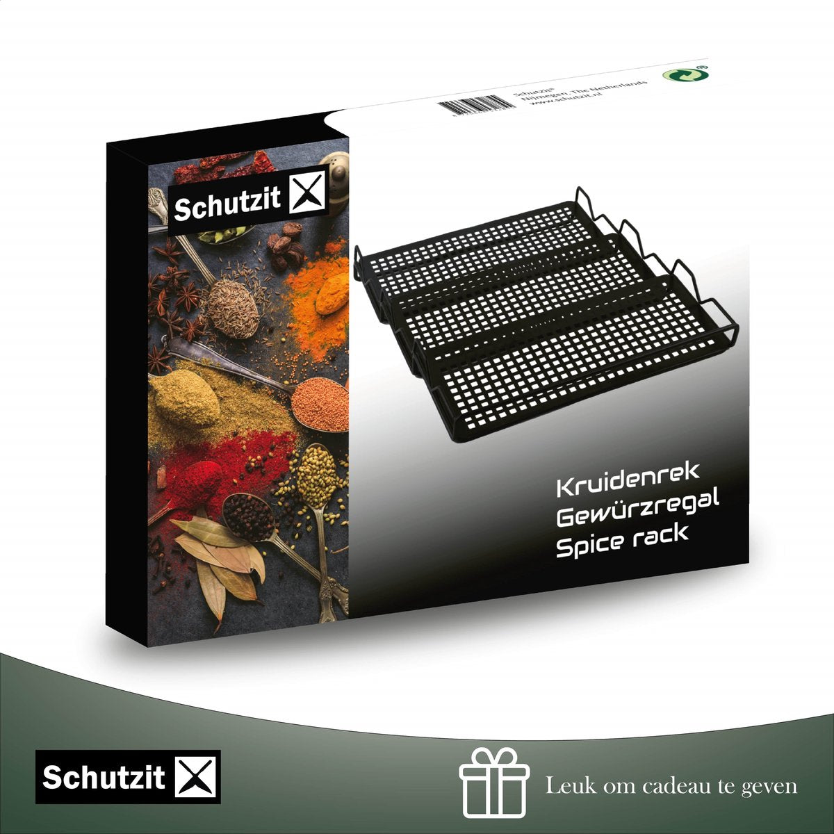  Schutzit - Kruidenrek Lade - Metaal - Zwart - 3 Lagen - Kruiden Organizer Liggend Ladeinzet
