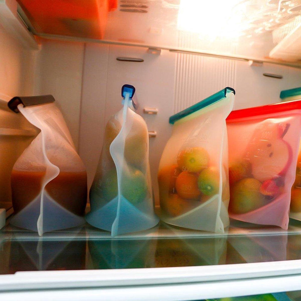  LOUZR Siliconen Vershoudzakken - Set 4-Stuks - 1000ml - Herbruikbaar