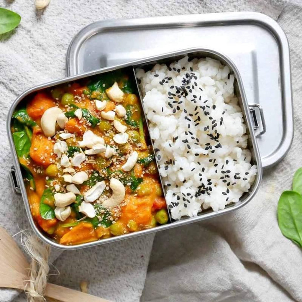  Pandoo RVS Lunchbox - 1200 Ml - Incl. Divider + Katoenen Tas