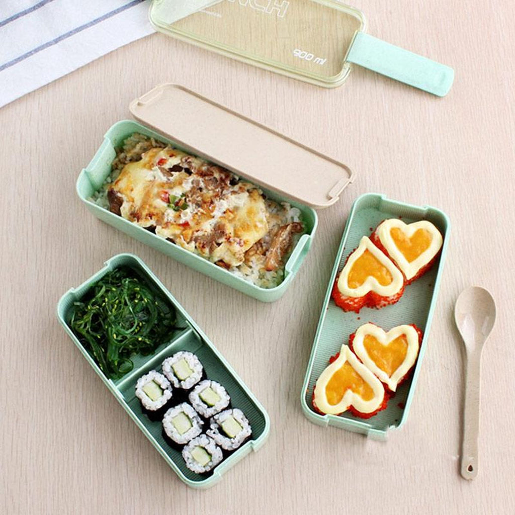  Lunchbox - Meal Prep Bakjes - Lunch Box Met Deksel - Meal Prep – Bento Box - Lunchtrommel Met Bestek Beige