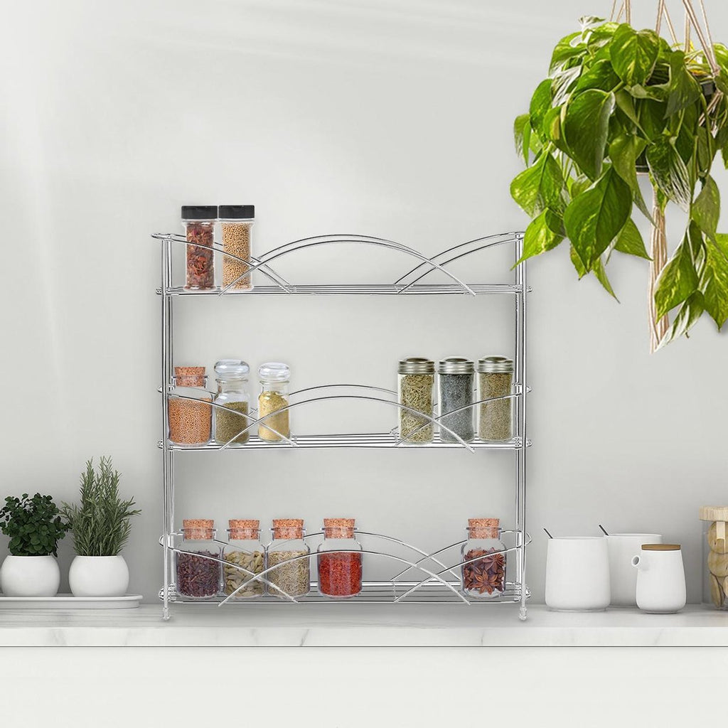  KitchenBrothers Kruidenrek - Staand - Voor 21 Potjes - 3 Laags - Chroom