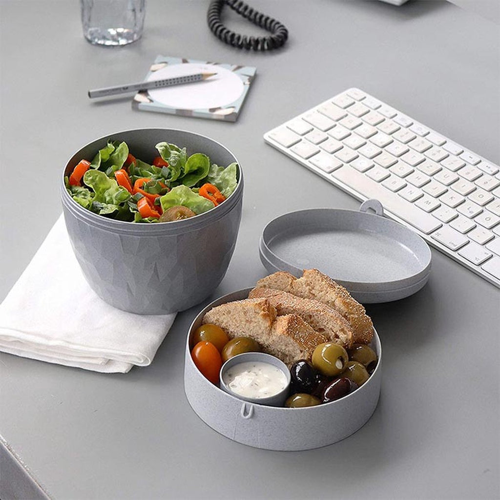  Koziol – Lunchbox / Lunchpot 1.0L – Praktische Muesli / Salade Beker To Go - 3 Compartimenten – Geschikt Voor Vriezer, Magnetron En Vaatwasser