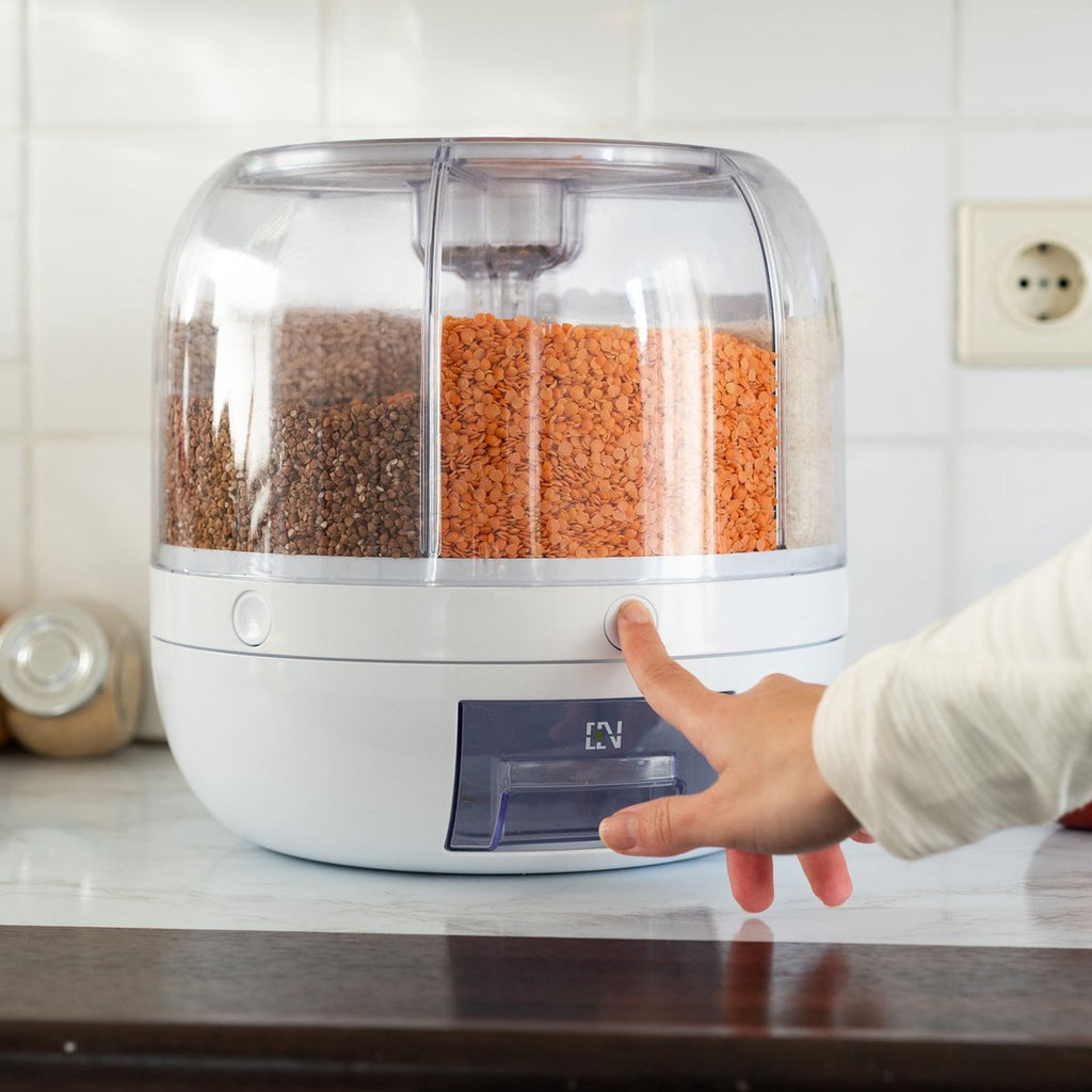  Roterende Voedsel Dispenser - 6 Vakken - Met Doseerschep - BPA Vrij - Handig