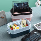  Lunchbox - Meal Prep Bakjes - Lunch Box Met Deksel - Meal Prep – Bento Box - Lunchtrommel Met Bestek Blauw