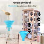  LuZana® Draaibaar Kruidenrek Staand Met Potjes - Bamboe- 20 Kruidenpotjes Met Strooideksel – Incl. Labels, Krijtstift En Trechter