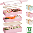 Lunchbox - Meal Prep Bakjes - Lunch Box Met Deksel - Meal Prep – Bento Box - Lunchtrommel Met Bestek Beige