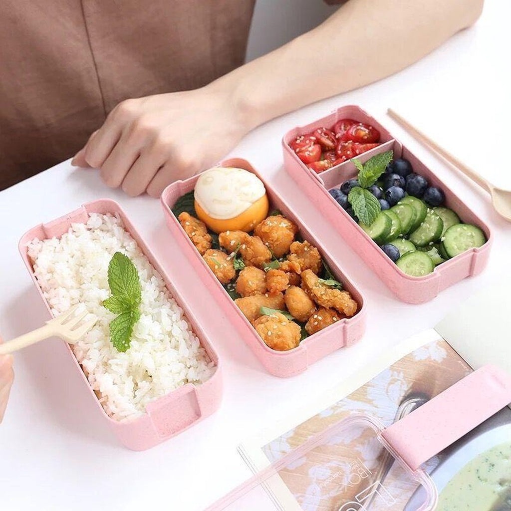  Lunchbox - Meal Prep Bakjes - Lunch Box Met Deksel - Meal Prep – Bento Box - Lunchtrommel Met Bestek Beige