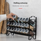  Deleca Kruidenrek Organizer Met 24 Kruidenpotjes - Vierkant - Strooideksel &amp; Labels - Ophangbaar Of Staand - Industrieel / Zwart