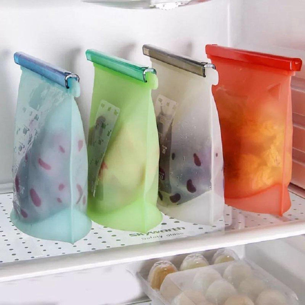  LOUZR Siliconen Vershoudzakken - Set 4-Stuks - 1000ml - Herbruikbaar