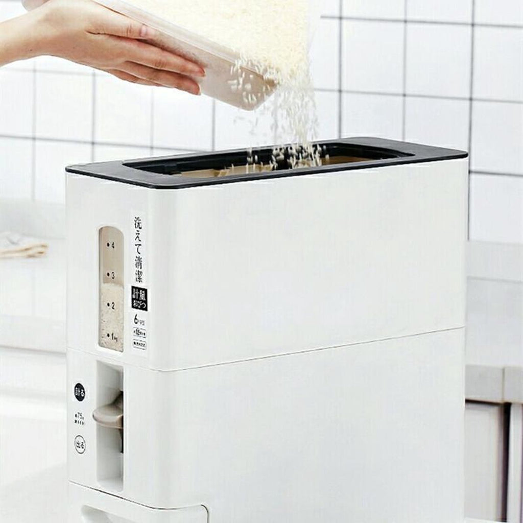 Merkloos TDR-Japans Rijst/Granen Container/Dispenser/ Opbergdoos - 6KG Inhoud - Wit