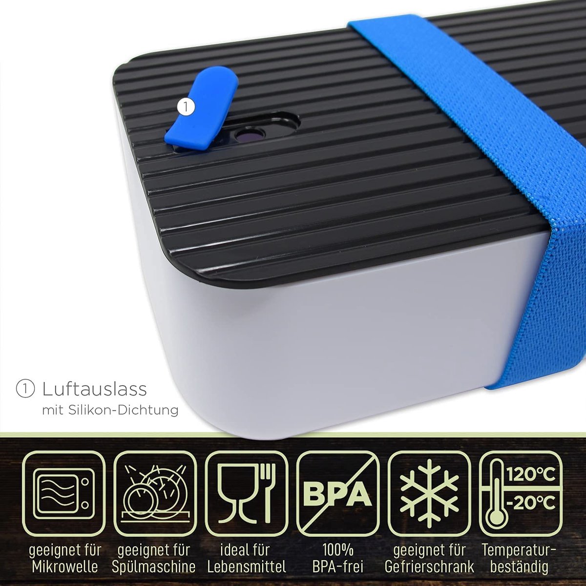  IFancy Lunchbox Tasty - Bento Lunch Box 1000ml - Dicht &amp; Lekvrij Voor Kinderen &amp; Volwassenen - Kantoor &amp; School - BPA Vrij - Vaatwasser Magnetron &amp; Vriezer Lunch Box (Blauw)