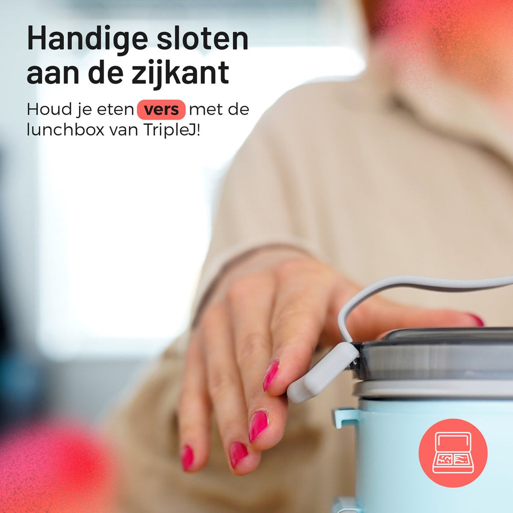  Triple J® Lunchbox - Broodtrommel - Lucht- &amp; Lekvrij - Incl. Bestek - Magnetron &amp; Vaatwasser Bestendig