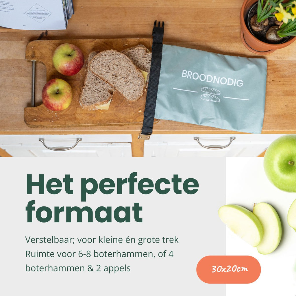  BROODNODIG® - Herbruikbare Boterhamzak - Van 100% Gerecyclede PET-flessen - Ideaal Als Diepvrieszakjes - Lunchzak - Herbruikbaar Boterhamzakje - Foodwrap - Lunchbox - 30x20cm - Pastel Groen