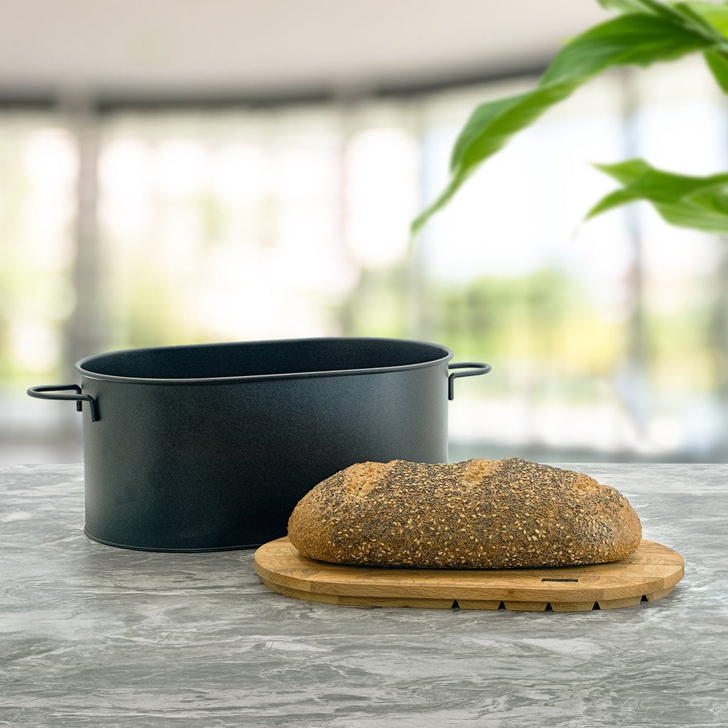  Industrial Living Broodtrommel-Brooddoos Met Snijplank-Brood Bewaren-Metaal-Hout