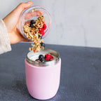  Coninx Thermos Lunchbox - Muesli Beker To Go - Isoleer Lunchpot - Yoghurtbeker To Go - Mueslibeker 840ml (600ml+240ml) - RVS / Roze