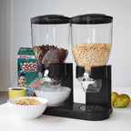  MikaMax Cornflakes Dispenser - Voorraadbus - Cornflakes Voorraadpot - Ontbijt Granendispenser - Zwart - 2 X 500 Gram