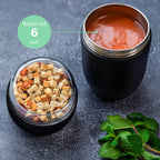  Coninx Thermos Lunchbox - Muesli Beker To Go - Isoleer Lunchpot - Yoghurtbeker To Go - Mueslibeker 840ml (600ml+240ml) - RVS / Zwart