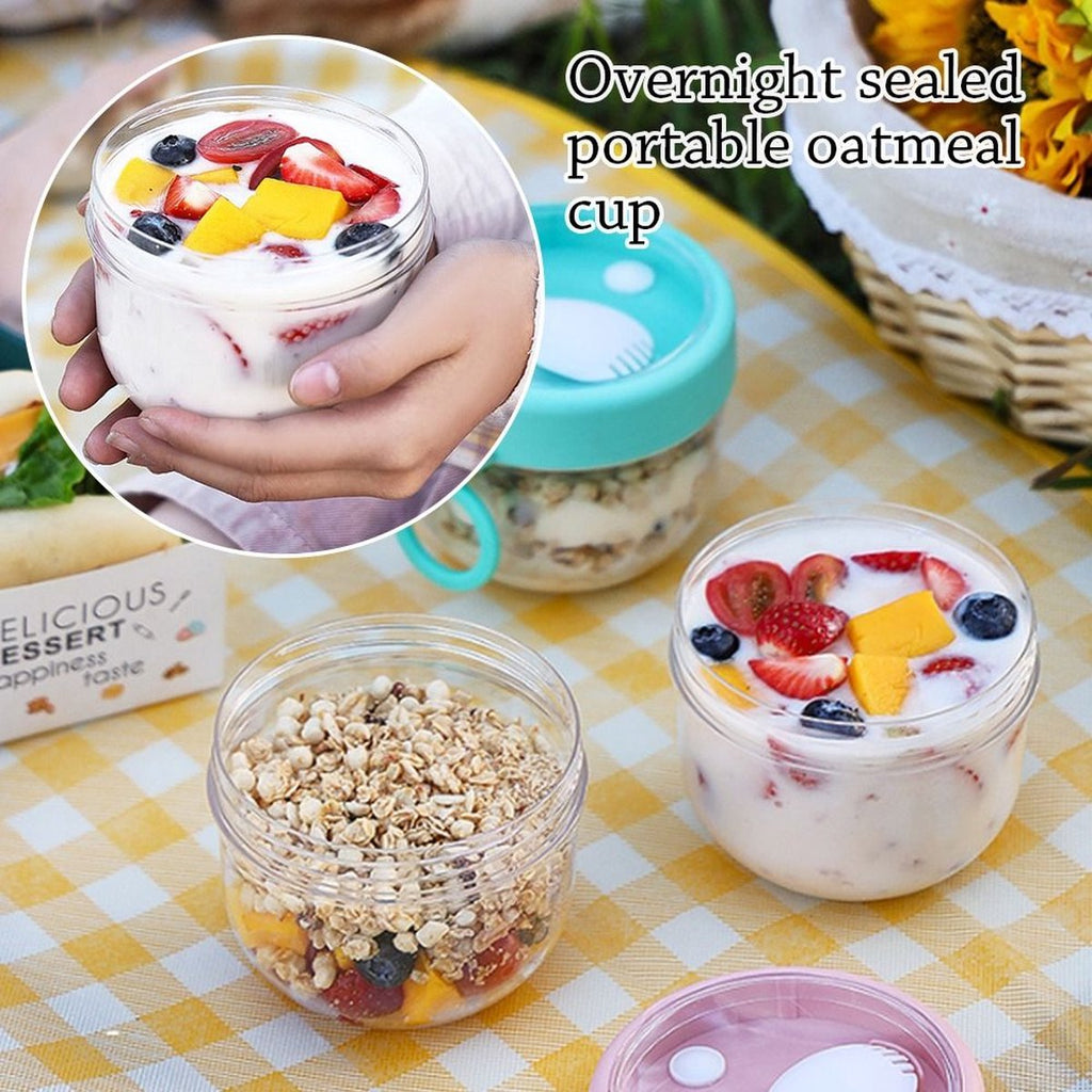  Deluqse Overnight Oats Potjes - Overnights Oats Beker - Set Van 3 - Oats Potjes - Overnight Oats Jar - Muesli Beker - Havermout Potjes