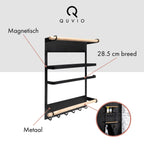  QUVIO Keukenrekje Van Metaal Magnetisch - Kruidenrek - Keuken Opbergrek Voor Kruiden, Handdoeken En Opscheplepels - Zwart