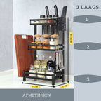  Koflergoods - Kruidenrek - Kruidenrek Staal - 3 Laags - Opbergrek - Keuken Organizer - Roestvrijstaal - Aanrecht Organizer