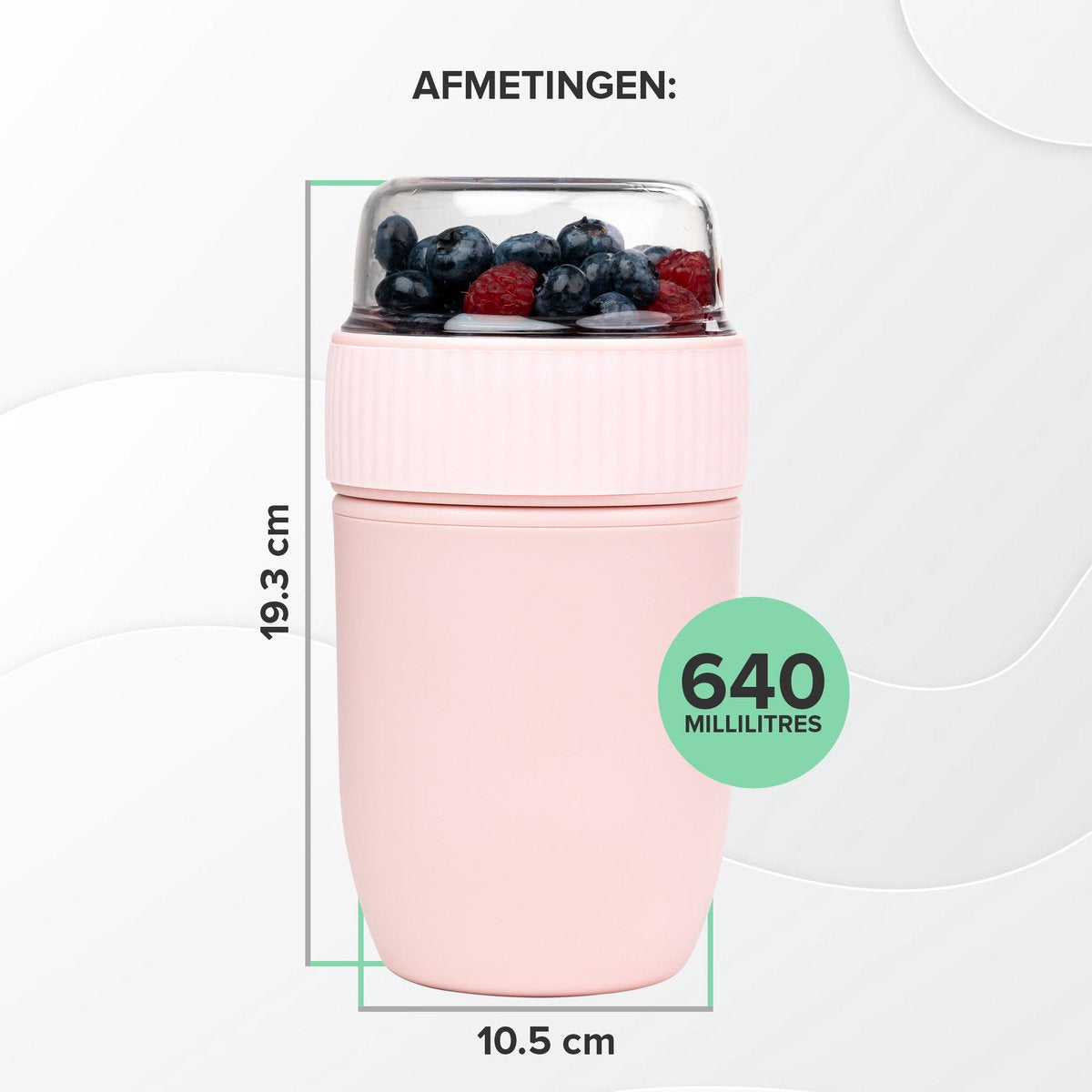  Coninx Yoghurtbeker To Go - Muesli Beker To Go - Lunchbeker - Mueslibeker 640ml (450ml+190ml) - Roze