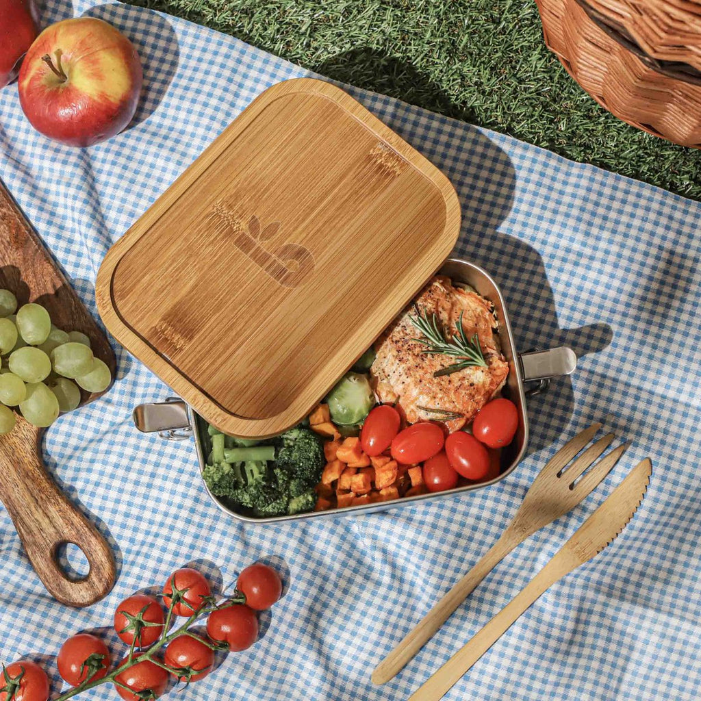  Bamboe Lunch Box 1400 Ml | Broodbox | Ecologisch | Roestvrijstalen Lunchbox | Bentobox No Leak | Smaakloos | Bamboe Grote Broodtrommel | Lunchbox Volwassenen | Lunchbox RVS Bamboe | Bambaw