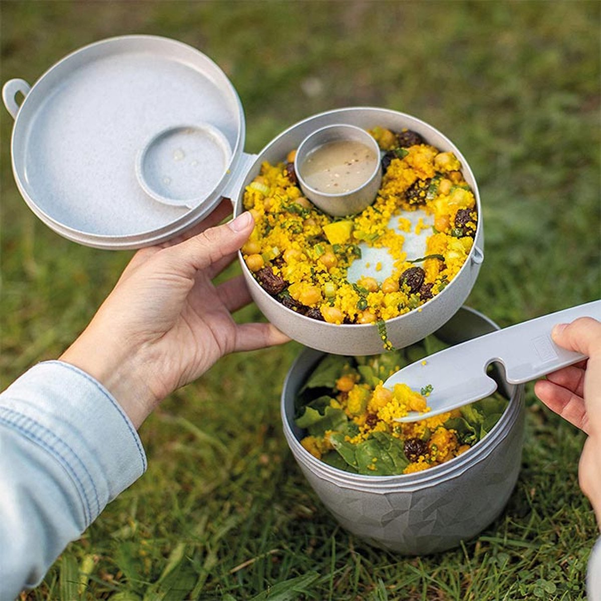  Koziol – Lunchbox / Lunchpot 1.0L – Praktische Muesli / Salade Beker To Go - 3 Compartimenten – Geschikt Voor Vriezer, Magnetron En Vaatwasser