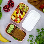  Homra Lunchbox STAQS Pink - Bento Box - 2 Laags Broodtrommel - 3 Compartimenten - Roze - Lunch To Go - Duurzaam Kunststof - BPA Vrij - 3 Vaks Lunchtrommel Voor Volwassenen - Inclusief Bestek - Magnetron, Diepvries, Vaatwasser Bestendig - Vers Houden