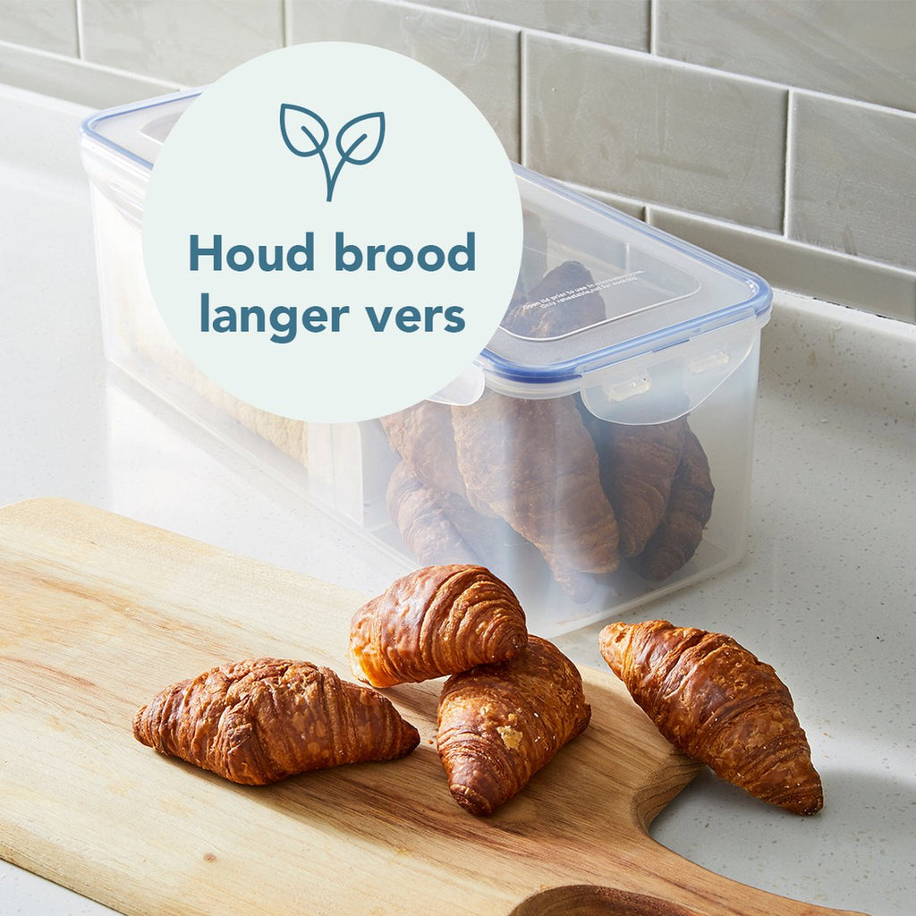  Lock&amp;Lock Vershouddoos Voor Brood - Brooddoos - Broodtrommel - Brood Bewaren - Opbergdoos - Bewaardoos Met Deksel - 100% Luchtdicht - BPA Vrij - 5 Liter - Transparant