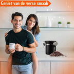  Koffie Bewaarbus Luchtdicht Met CO2 Uitlaat - Koffieblik Bewaarblik Voor 500 Gr Koffiebonen - Zwart - 1.2L