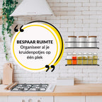  YORGS Kruidenrek Ophangbaar - Kruidenrekje Voor Potjes - Kruidenrekken Hangend 4 Stuks - Zwart - Inc Ophangmateriaal