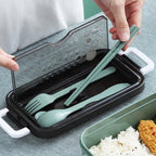  Lunchbox - Meal Prep Bakjes - Lunch Box Met Deksel - Meal Prep – Bento Box - Lunchtrommel Met Bestek Blauw