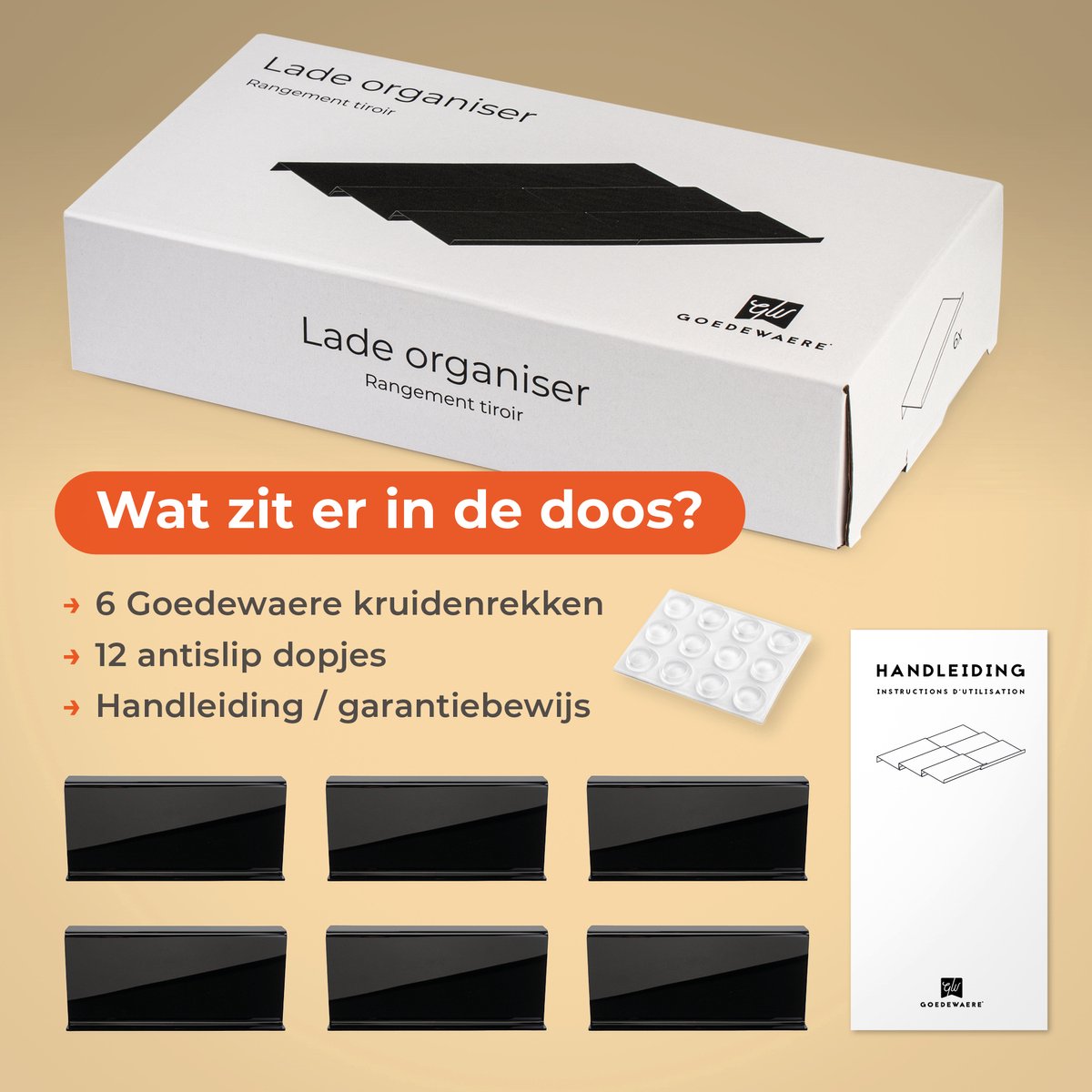  Goedewaere Kruidenrek Lade - 6 Stuks - Keuken Organizers - Keukenlade Organiser - Kruiden Organizer - Uitschuifbaar - Kunststof
