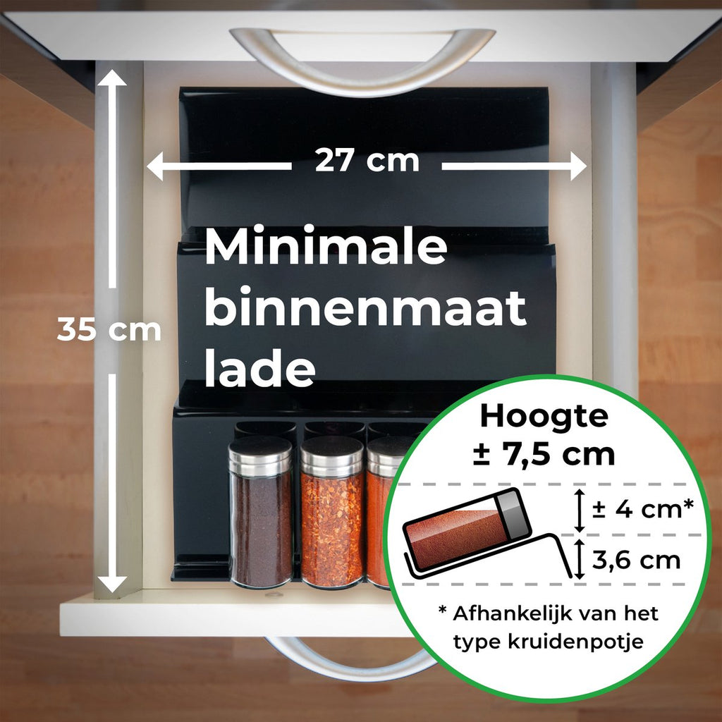 Goedewaere Kruidenrek Lade - 6 Stuks - Keuken Organizers - Keukenlade Organiser - Kruiden Organizer - Uitschuifbaar - Kunststof
