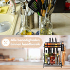  Pazzo Goods - Keuken Organizer - Keukenrek - Zwart - Metaal - 2 Laags - Multifunctioneel - Zwart -