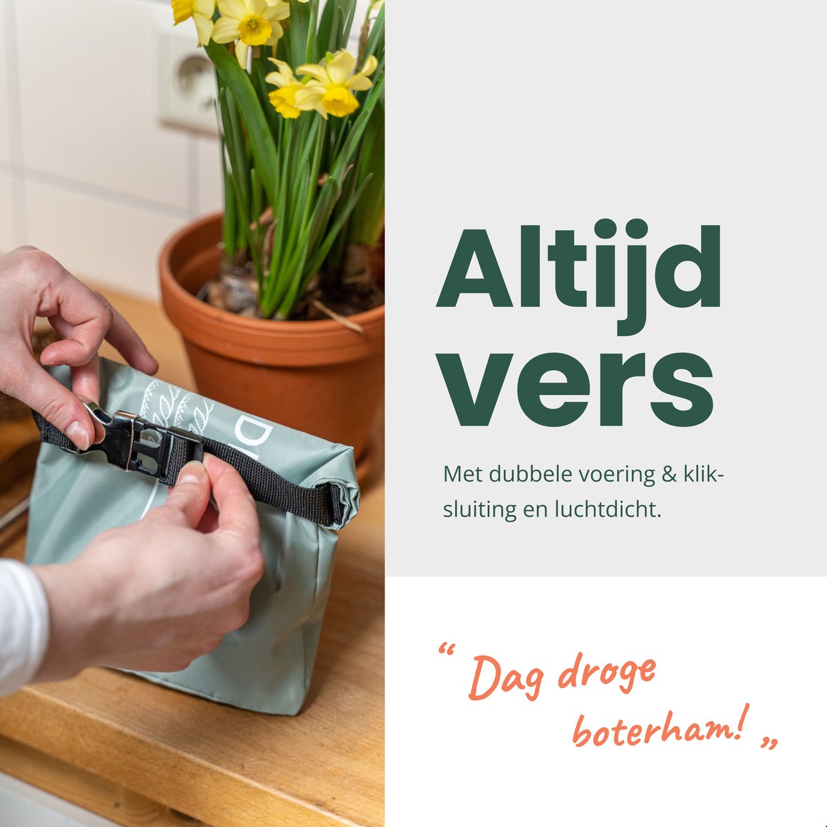  BROODNODIG® - Herbruikbare Boterhamzak - Van 100% Gerecyclede PET-flessen - Ideaal Als Diepvrieszakjes - Lunchzak - Herbruikbaar Boterhamzakje - Foodwrap - Lunchbox - 30x20cm - Zwart