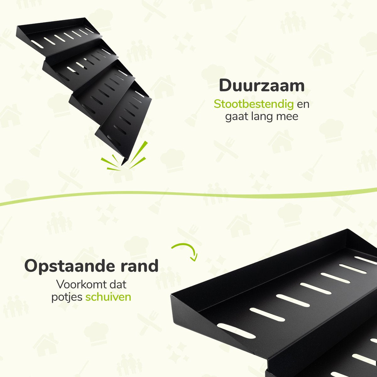  Kruidenrek Lade - Zwart - 4 Laags - Aluminium - Kruidenpotjes Opbergen