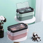  Lunchbox - Meal Prep Bakjes - Lunch Box Met Deksel - Meal Prep – Bento Box - Lunchtrommel Met Bestek Groen
