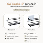  Comforder Kruidenrek Ophangbaar - Kruiden Organizer - 4 Kruidenrekken - Voor 24 Kruidenpotjes - Zwart