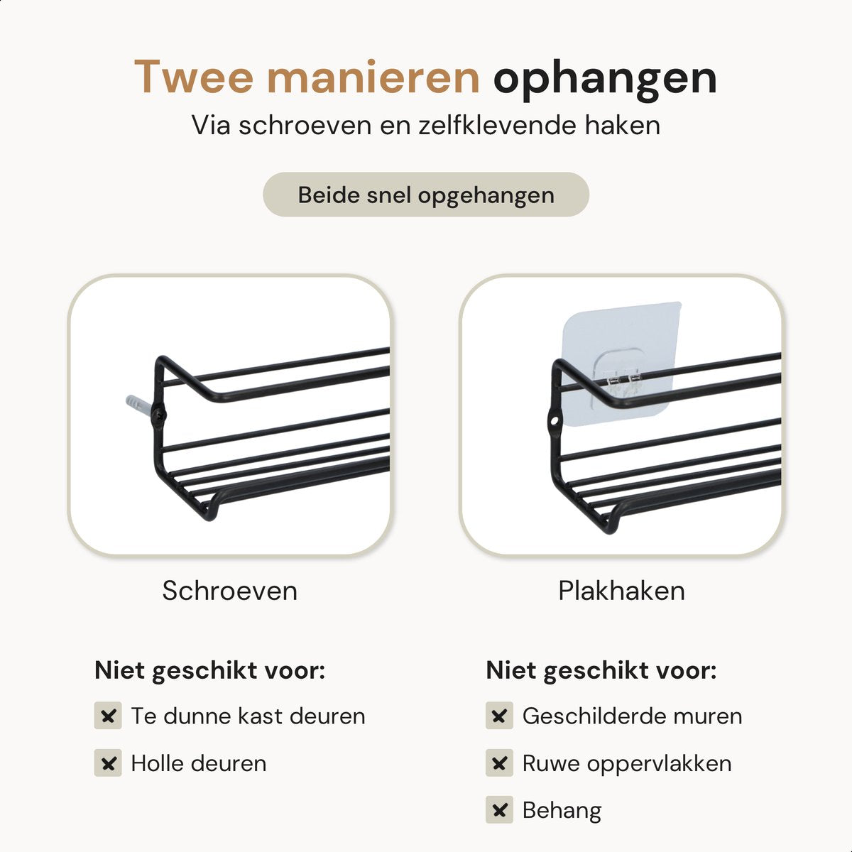 Comforder Kruidenrek Ophangbaar - Kruiden Organizer - 4 Kruidenrekken - Voor 24 Kruidenpotjes - Zwart