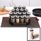 Merkloos Decopatent® Kruidenrek Incl. 16 Glazen Kruiden Potjes - Rvs Strooideksel - Staand Kruiden &amp; Specerijen Rek - Kruidenpotjes Glas
