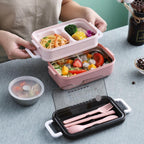  Lunchbox - Meal Prep Bakjes - Lunch Box Met Deksel - Meal Prep – Bento Box - Lunchtrommel Met Bestek Blauw