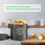  Professionele Bewaardozen - Set Van 3 - Voor Aardappels, Uien En Knoflook - Retro Design - Voorraadcontainer Van Metaal - Keukenopslag - Groentes Bewaren Voor Lange Tijd - Perfect Cadeau Voor In De Keuken