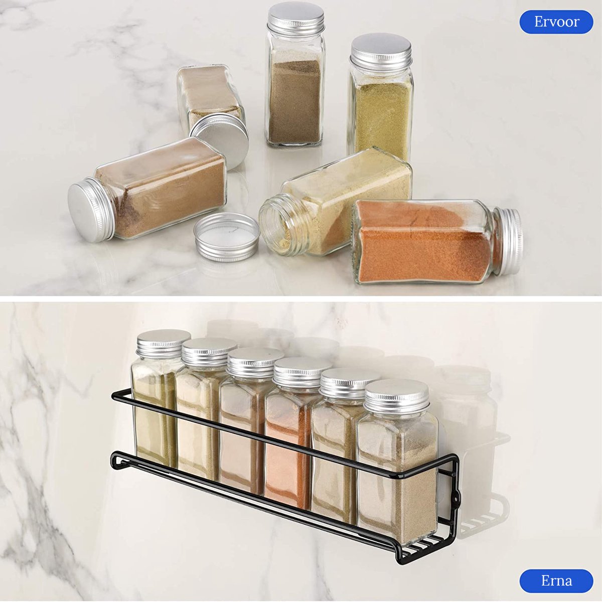 Merkloos Friendly Kitchen - Zwart Ophangbaar Kruidenrek - Modern Strak Kruidenrekje - Staal