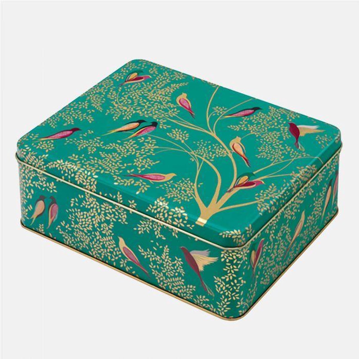  Bewaarblik Vogels - Groen - Rechthoek - Blik - 19,5 X 15,4 X 7,5 Cm - Sara Miller London