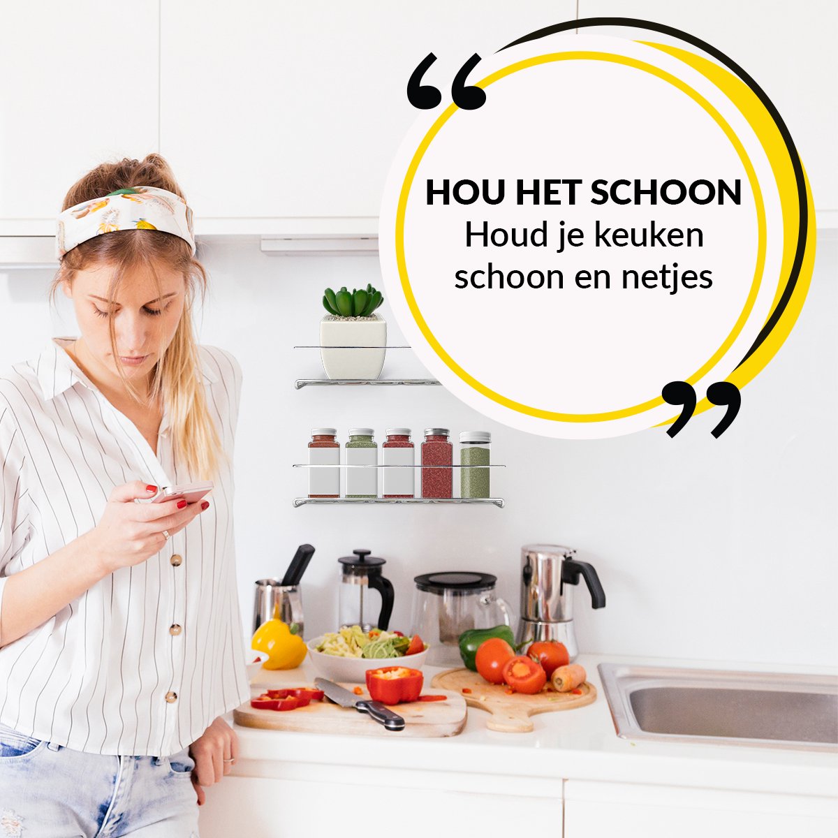  YORGS Kruidenrek Ophangbaar - Kruidenrekje Voor Potjes - Kruidenrekken Hangend 4 Stuks - Zwart - Inc Ophangmateriaal