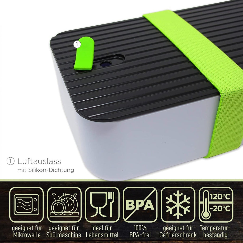  IFancy Lunchbox Tasty - Bento Lunch Box 1000ml - Dicht &amp; Lekvrij Voor Kinderen &amp; Volwassenen - Kantoor &amp; School - BPA Vrij - Vaatwasser Magnetron &amp; Vriezer Lunch Box (Groen)