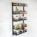  Soome Viljo - Kruidenrek Ophangbaar - Keukenrek - Wandrek - Keuken Organizer - 5 Laags - Verstelbaar - Staal - Zwart - H85xB42.5cm